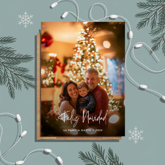 Modern Foto Overlay Feliz Navidad Christmas Red Feiertagskarte