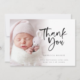 Modern Foto Overlay Girl Danke für die Geburt Ankündigung