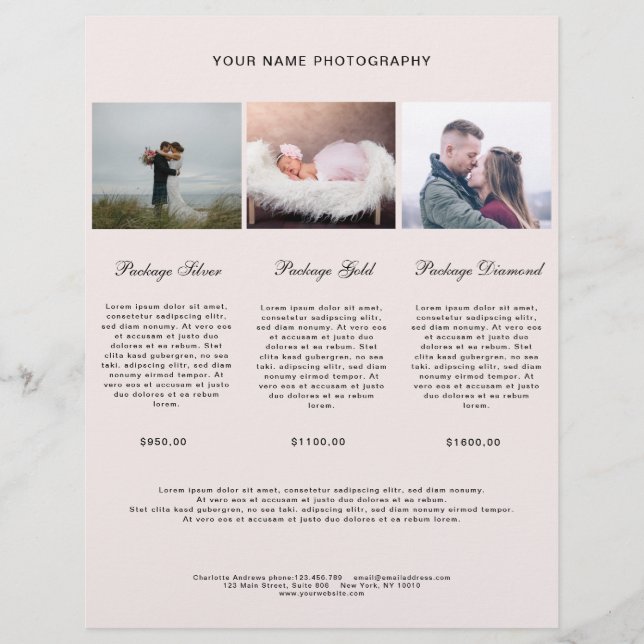 Modern Foto Preisliste (Vorderseite)