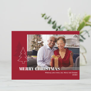 Modern Foto Red Christmas Holiday Card Feiertagskarte