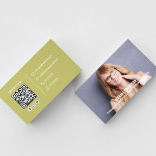 Modern Foto Simple Gold QR Code Social Media Visitenkarte
