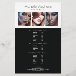 Modern Foto Trio für Makeup Artists Preisliste Flyer