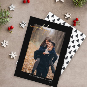 Modern Foto von Gold Merry Christmas Black Feiertagskarte