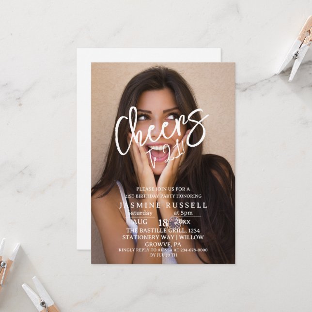 Modern Foto zum Geburtstag für sie Einladung (Vorderseite/Rückseite Beispiel)