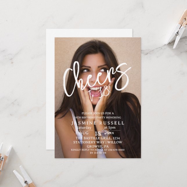 Modern Foto zum Geburtstag für sie Einladung (Vorderseite/Rückseite Beispiel)