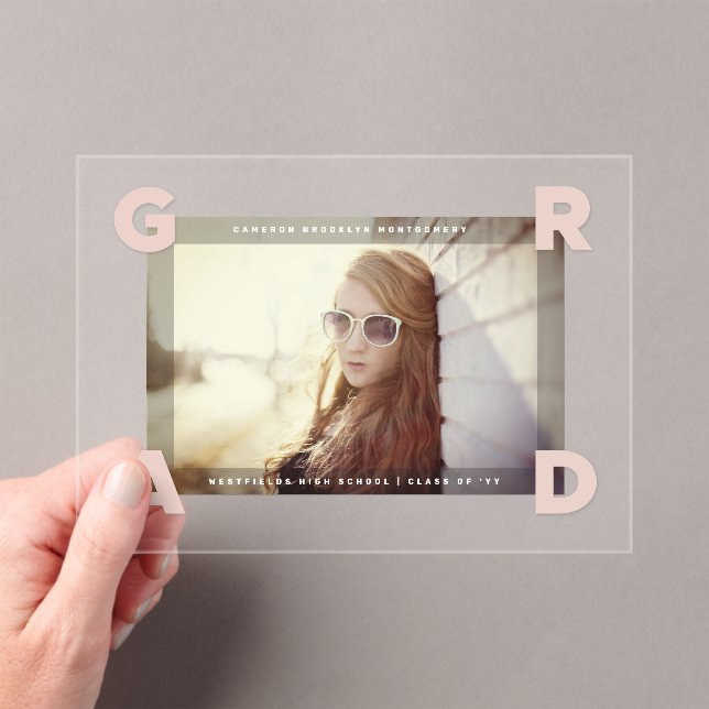 Modern Four Corners GRAD Simple Photo Graduation Acryleinladungen (Insitu (Handheld))