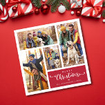 Modern Four Photo Collage Frohe Weihnachten<br><div class="desc">Moderne Red Four Foto Collage Frohe Weihnachtskarte</div>