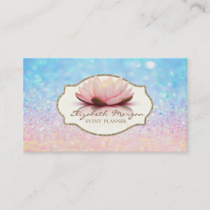Modern Frame Lotus Blume Glitzer Bokeh Ombre Visitenkarte
