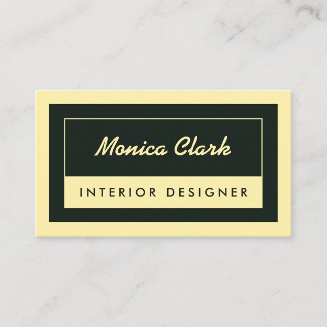 Modern frame tan and green visitenkarte (Vorderseite)