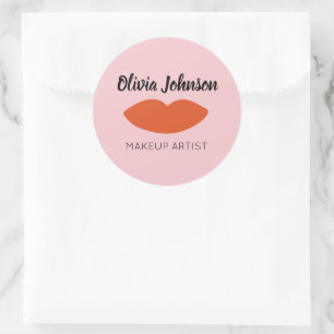 Modern Französisch Chic Red Lips Beautician Minima Runder Aufkleber