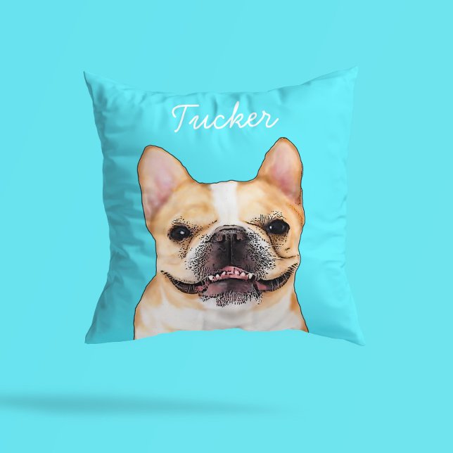 Modern Frenchie Bulldog Illustration | Add Name  Kissen (Von Creator hochgeladen)