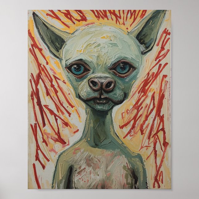 Modern Frenchie Expressionist Art Poster (Vorne)