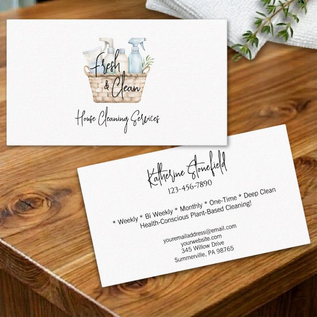 Modern Fresh Personalizable House Cleaning Service Visitenkarte (Von Creator hochgeladen)