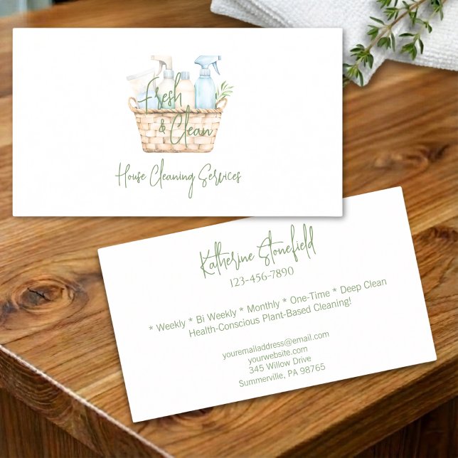 Modern Fresh Personalizable House Cleaning Service Visitenkarte (Von Creator hochgeladen)