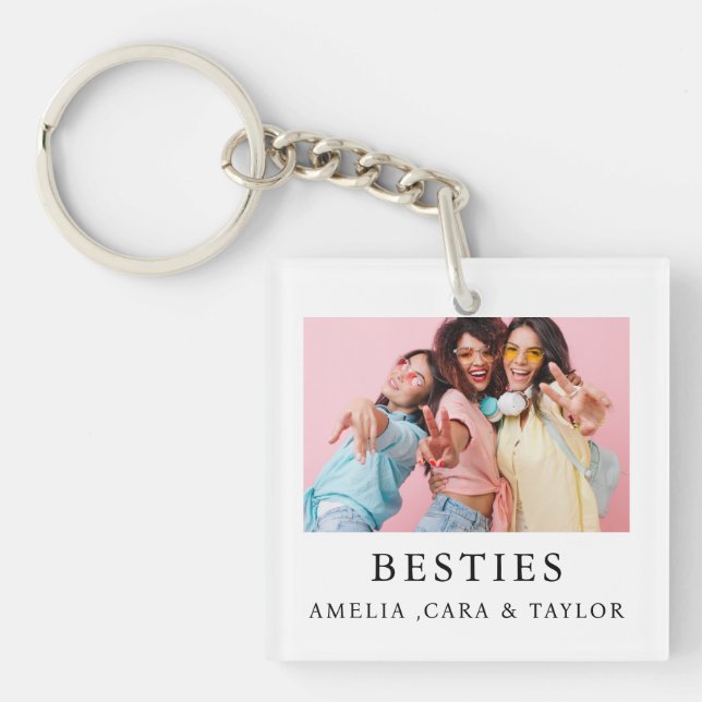 Modern Friend Collage Photos Simple Schlüsselanhänger (Vorderseite)