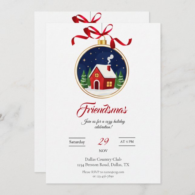 Modern Friendsmas Holiday Party Invitation Einladung (Vorne/Hinten)