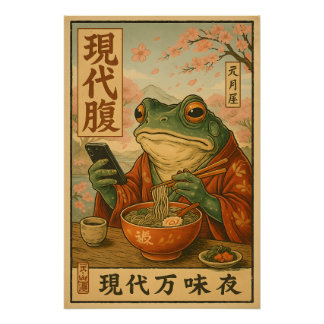 Modern Frog Ramen – Retro Japanese Style Poster