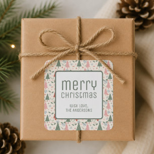 Modern Frohe Weihnachten Feiertag Quadratischer Aufkleber