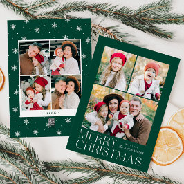 Modern Frohe Weihnachten Grün 7 Foto Collage