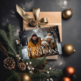 Modern Frohe Weihnachten Minimal 1 Foto Elegant