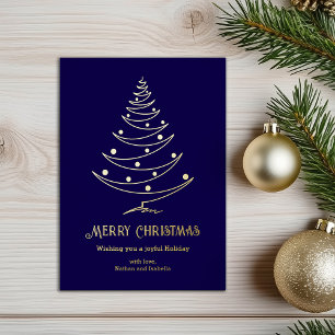 Modern Frohe Weihnachten Navy Blue Gold Folien Feiertagskarte