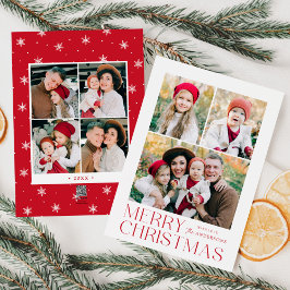 Modern Frohe Weihnachten Rot 7 Foto Collage