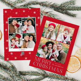 Modern Frohe Weihnachten Rot 7 Foto Collage