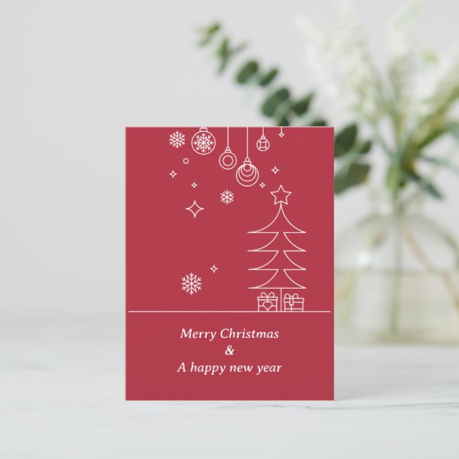 Modern Frohe Weihnachten Rot Weiß (Stehend Vorderseite)