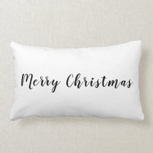 Modern Frohe Weihnachten Schwarzer Text Weiß Lendenkissen