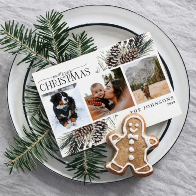 Modern Frohe Weihnachten Winter Pinecone Botanisch (Von Creator hochgeladen)