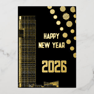 Modern frohes neues Jahr 2026 urban Folien Feiertagskarte