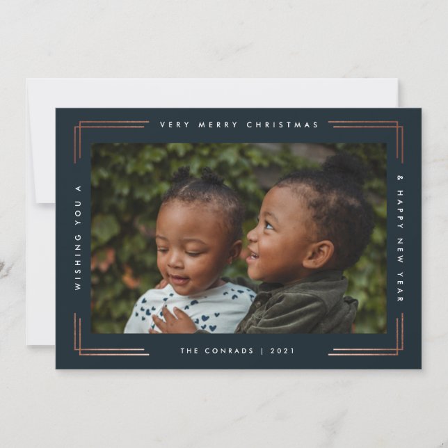 Modern fröhliche Weihnachts-Fotokarte ein Bild Karte (Vorderseite)
