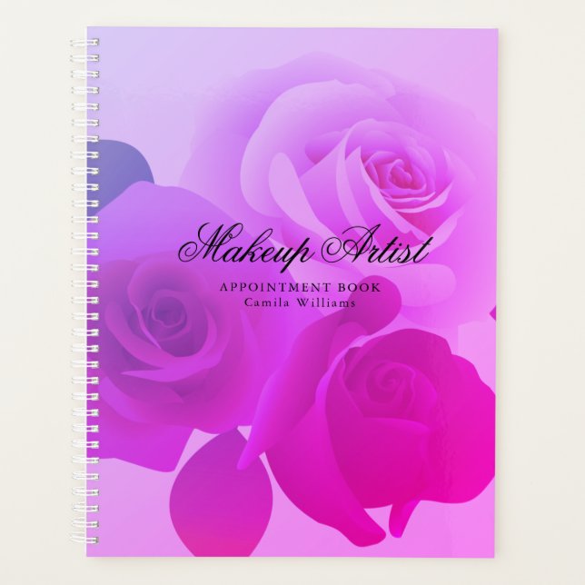 Modern Fuchsia Floral Makeup Artist Ernennung Planer (Vorderseite)