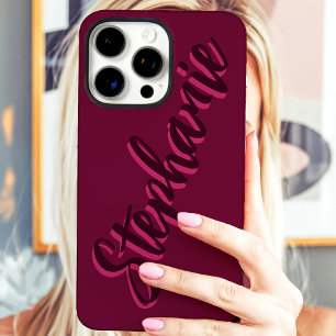 Modern Fuchsia Minimalistischer Name iPhone 16 Pro Max Hülle