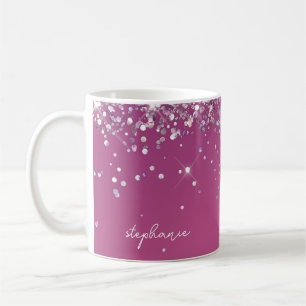 Modern Fuchsia Pink Glitzer Custom Kaffeetasse