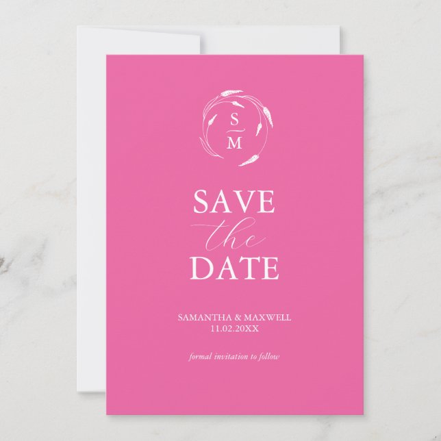 Modern Fuchsia Pink Minimal Save The Date (Vorderseite)