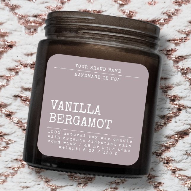 Modern fügen Sie Ihr brandeinfaches Kosmetikkerzen Quadratischer Aufkleber (Von Creator hochgeladen)