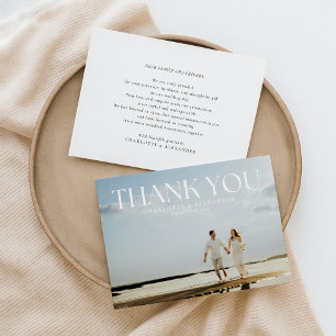 Modern Full Foto Bold Wedding Dankeschön Card Dankeskarte