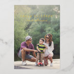 Modern Full Foto Text Writer Overlay Gold<br><div class="desc">Niedliche Minimalistische Script-Schreibmaschinenschrift Text Full Foto Gold Foil Holiday Card</div>