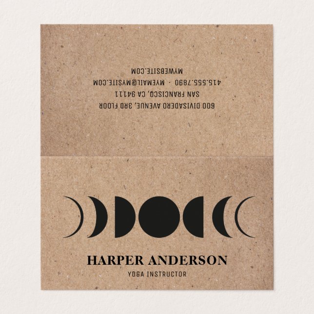 Modern Full Moon Yoga Instructor Beruflich  Visitenkarten (Außenseite Aufgefaltet)