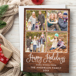 Modern Fun Calligraphy Wood 4 Fotos Feiertagskarte