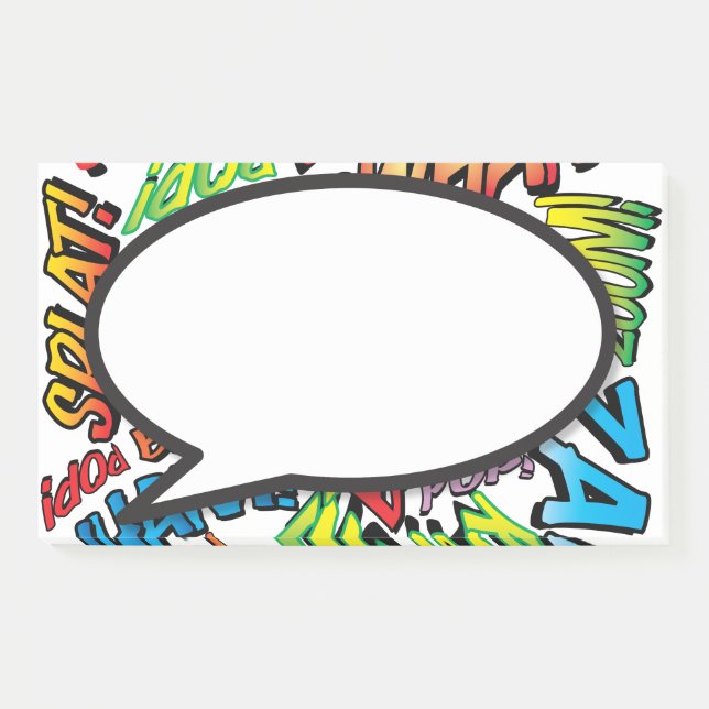 Modern Fun Colorful Comic Book Speech Blase Post-it Klebezettel (Vorderseite)