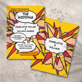 Modern Fun Comic Book Pop Art Wedding Einladung