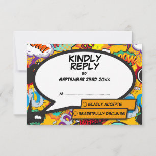 Modern Fun Comic Pop Kunst, Dichtung und Musik RSVP Karte
