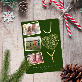 Modern Fun Drei Foto Gree Joy Joyful Christmas Folien Feiertagskarte
