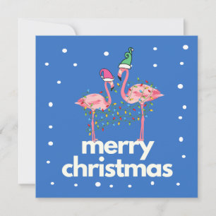 Modern Fun Flamingo Frohe Weihnachts-Flat Card