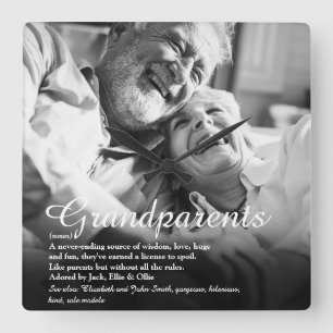 Modern Fun Grandparents Definition Photo Quadratische Wanduhr