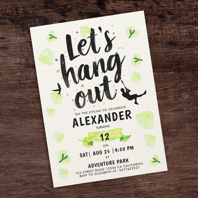 Modern Fun Green Zipline Adventure Brush Script Einladung (Von Creator hochgeladen)