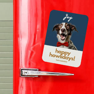 Modern Fun Happy Howlidays Weihnachten Jog Dog Magnet