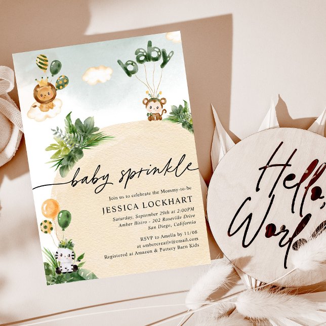 Modern Fun Jungle Safari Baby Sprinkle Einladung (Von Creator hochgeladen)